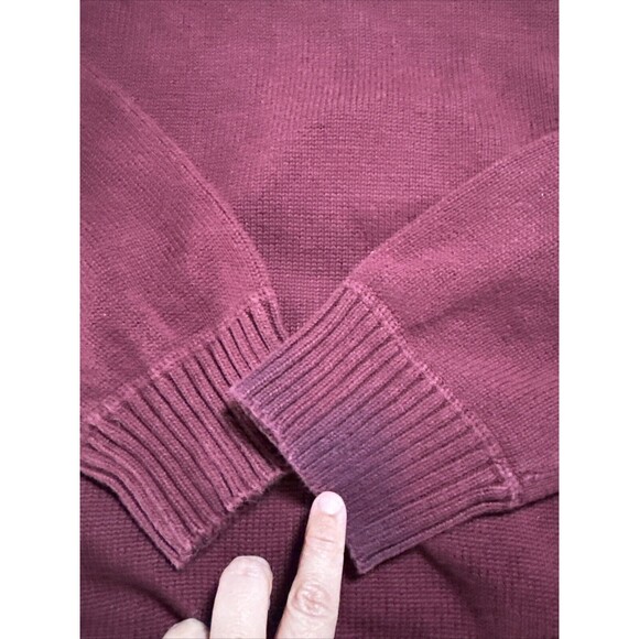 Eddie Bauer Sweater Mens TXL Maroon Quarter Zip Mock Neck Heavy Knit Vtg 90s Y2K - Picture 11 of 16